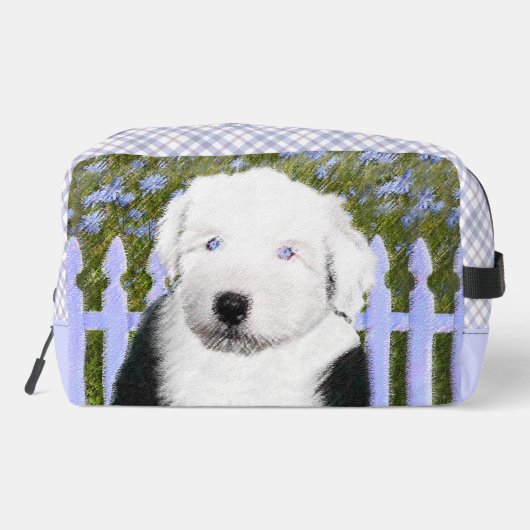 Old English Sheepdog Puppy Schilderij Pet Dog Art Toilettasje (Achterkant)