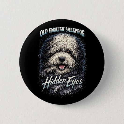 Old English Sheepdog Ronde Button 5,7 Cm (Voorkant)