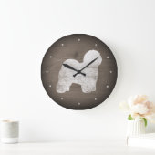 Old English Sheepdog Silhouette Rustieke Stijl Grote Klok (Huis)