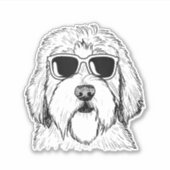 Old English Sheepdog Sketch Tekening Art Hondenlie Sticker (Voorkant)
