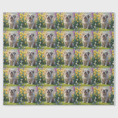 Old English Sheepdog Spring Flowers Schilderij Cadeaupapier (Vlak)