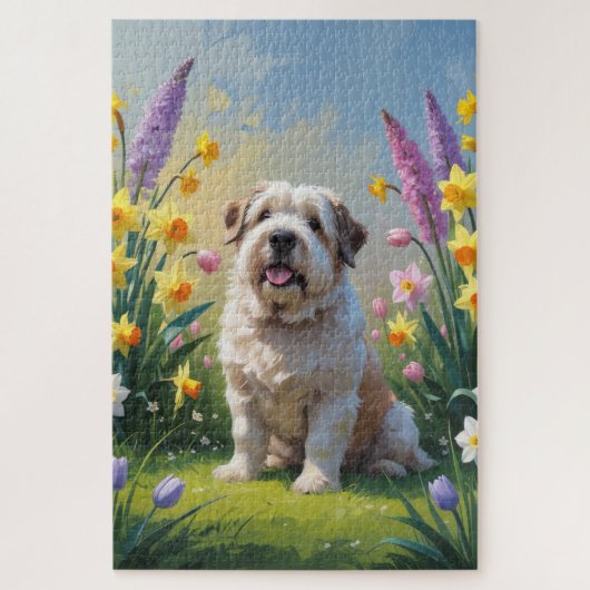 Old English Sheepdog Spring Flowers Schilderij Legpuzzel (Verticaal)