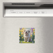 Old English Sheepdog Spring Flowers Schilderij Magneet (Insitu (Vaatwasser))