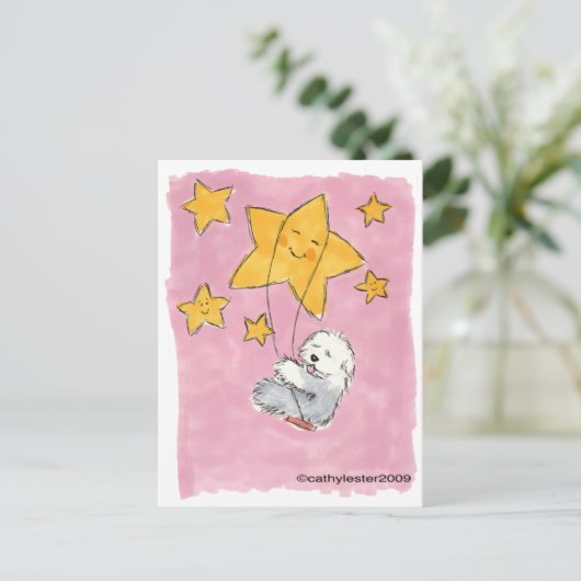 Old English Sheepdog Star Briefkaart (Staand voorkant)