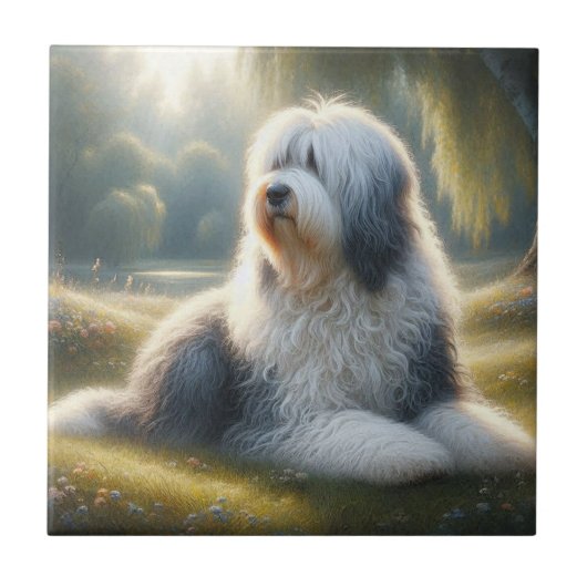 Old English Sheepdog Tegeltje (Voorkant)