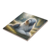 Old English Sheepdog Tegeltje (Zijkant)