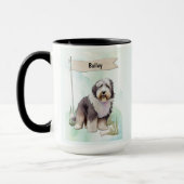 Old English Sheepdog Watercolor Personalized Dog Mok (Links)
