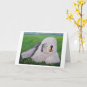 Old English Sheepdog Wenskaart beroemd gemaakt doo Kaart (Gele Bloem)