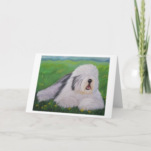 Old English Sheepdog Wenskaart beroemd gemaakt doo Kaart (Voorkant)