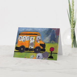 Old English Sheepdog Wigglebottom School Bus Kaart