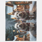Old English Sheepdogs Christmas Snow Holiday Fleece Deken (Voorkant)