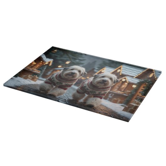 Old English Sheepdogs Christmas Snow Holiday Snijplank (Hoek)