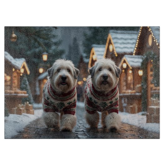 Old English Sheepdogs Christmas Snow Holiday Snijplank (Voorkant)