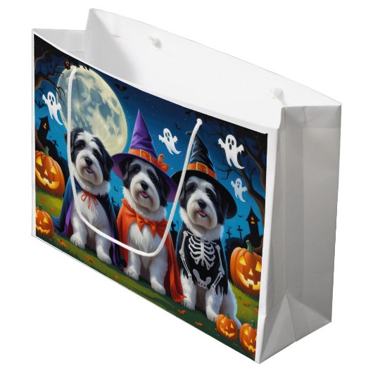 Old English Sheepdogs Pumpkin Halloween Grappig Groot Cadeauzakje (Voorkant Gekanteld)