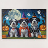 Old English Sheepdogs Pumpkin Halloween Grappig Legpuzzel (Horizontaal)