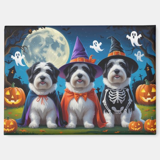 Old English Sheepdogs Pumpkin Halloween Grappig Magneet (Voorkant)