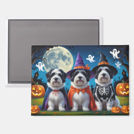 Old English Sheepdogs Pumpkin Halloween Grappig Magneet (Voorkant / Achterkant)
