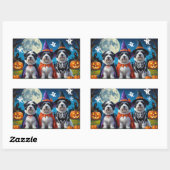Old English Sheepdogs Pumpkin Halloween Grappig Rechthoekige Sticker (Vel)