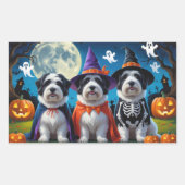 Old English Sheepdogs Pumpkin Halloween Grappig Rechthoekige Sticker (Voorkant)