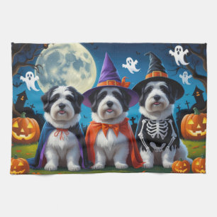 Old English Sheepdogs Pumpkin Halloween Grappig Theedoek