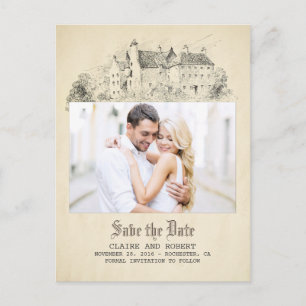 Old Fairytale Castle Photo Save the Date Aankondigingskaart