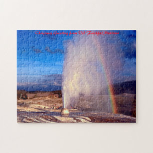 Old Faithful Geiser Yellowstone. Kerstgroet Legpuzzel