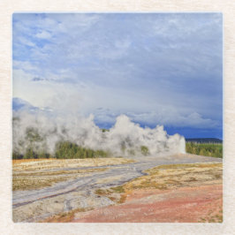 Old Faithful Geyser, Yellowstone National Park Glazen Onderzetter