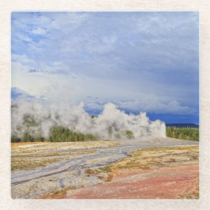 Old Faithful Geyser, Yellowstone National Park Glazen Onderzetter