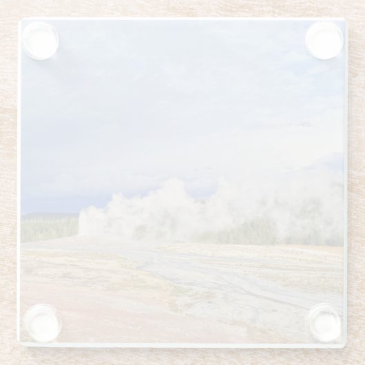 Old Faithful Geyser, Yellowstone National Park Glazen Onderzetter (Achterkant)