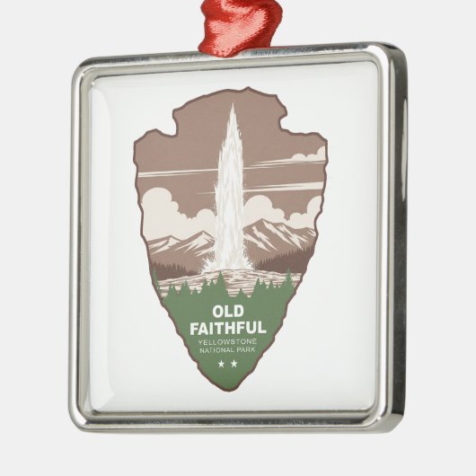 Old Faithful Yellowstone National Park Arrowhead Metalen Ornament (Links)