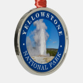 Old Faithful Yellowstone National Park Metalen Ornament (Rechts)
