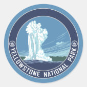Old Faithful - Yellowstone National Park Ronde Sticker (Voorkant)