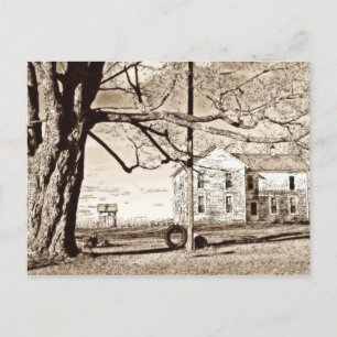 Old Farmhouse Sepia Briefkaart