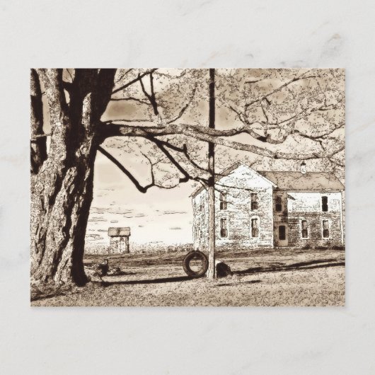 Old Farmhouse Sepia Briefkaart (Voorkant)