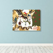 Old Fashion Abstracte sneeuwpoppen | Seizoen Groet Canvas Afdruk (Insitu (Houten vloer))