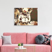 Old Fashion Abstracte sneeuwpoppen | Seizoen Groet Canvas Afdruk (Insitu (Woonkamer))
