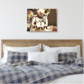 Old Fashion Abstracte sneeuwpoppen | Seizoen Groet Canvas Afdruk (Insitu (Slaapkamer))