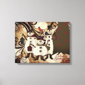 Old Fashion Abstracte sneeuwpoppen | Seizoen Groet Canvas Afdruk (Voorkant)