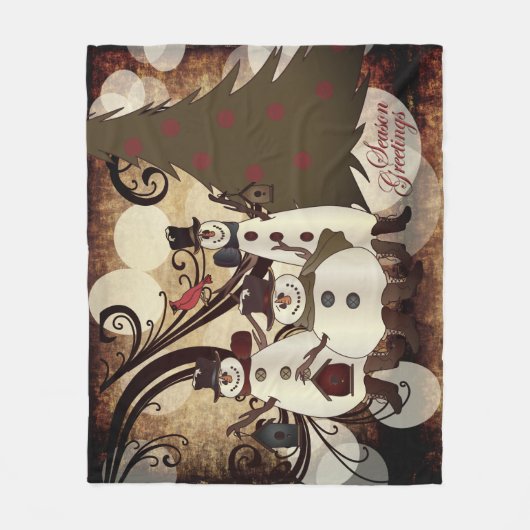 Old Fashion Abstracte sneeuwpoppen | Seizoen Groet Fleece Deken (Voorkant)