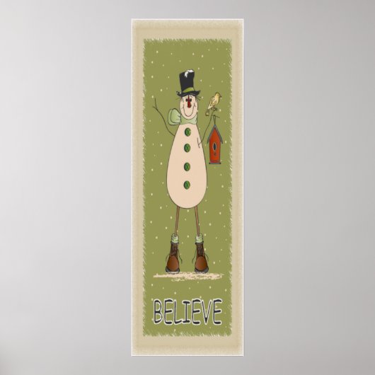 Old Fashion Believe Snowman Poster (Voorkant)