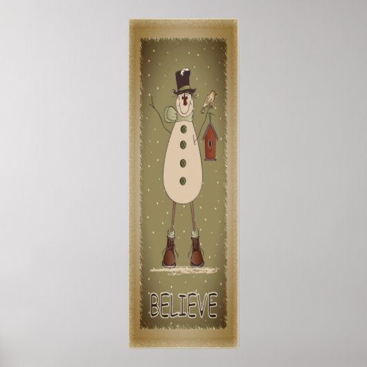 Old Fashion Believe Snowman Poster (Voorkant)