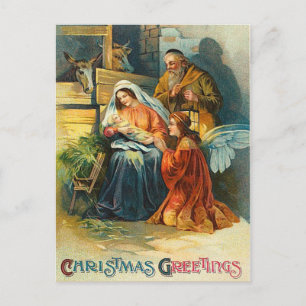 Old Fashion Christmas Nativity Briefkaart
