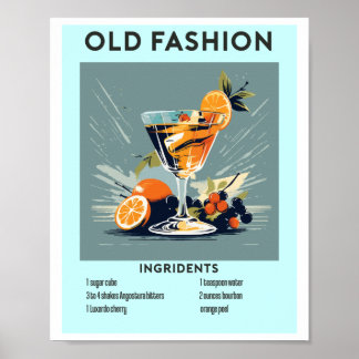 Old Fashion Cocktail Bar Wall Art Poster