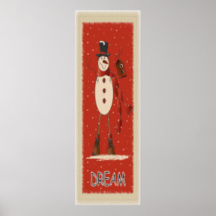 Old Fashion Dream Snowman Christmas Poster