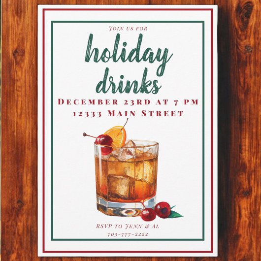 Old Fashion Drink Kerstfeest Drinken Kaart