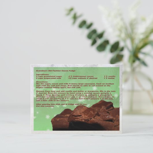 Old Fashion Fudge Oma's recept Briefkaart (Staand voorkant)