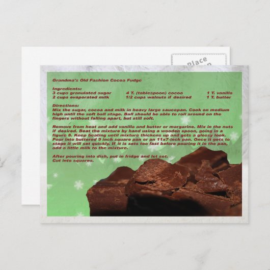 Old Fashion Fudge Oma's recept Briefkaart (Voorkant / Achterkant)