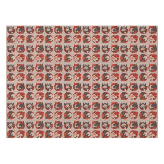 Old Fashion Halloween Faux Cross-Stitch Tablecloth Tafelkleed (Voorkant (Horizontaal))