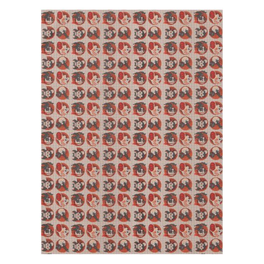 Old Fashion Halloween Faux Cross-Stitch Tablecloth Tafelkleed (Voorkant)