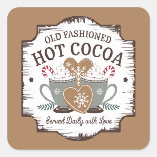 Old Fashion hete cacao kerstvakantie Vierkante Sticker